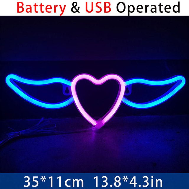 Customized LED Neon Sign - Wings / Heart wing Logo - Crossover Lighting Shop