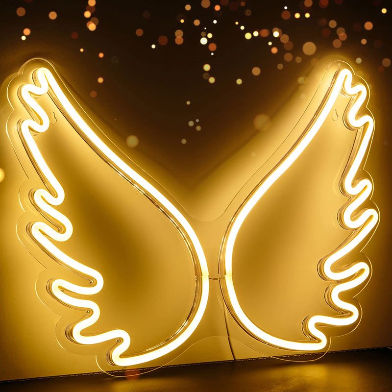 Customized LED Neon Sign - Wings / Heart wing Logo - Crossover Lighting Shop