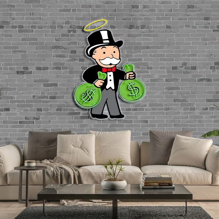 Handmade Monopoly Money Bags Neon Sign - Cool LED Light for Home Bar, Office, and Stock Trader Den - Crossover Lighting Shop