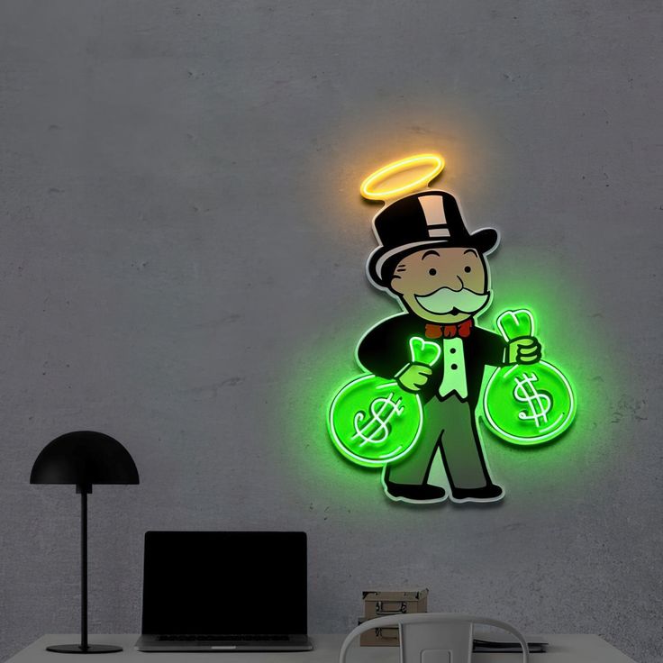 Handmade Monopoly Money Bags Neon Sign - Cool LED Light for Home Bar, Office, and Stock Trader Den - Crossover Lighting Shop