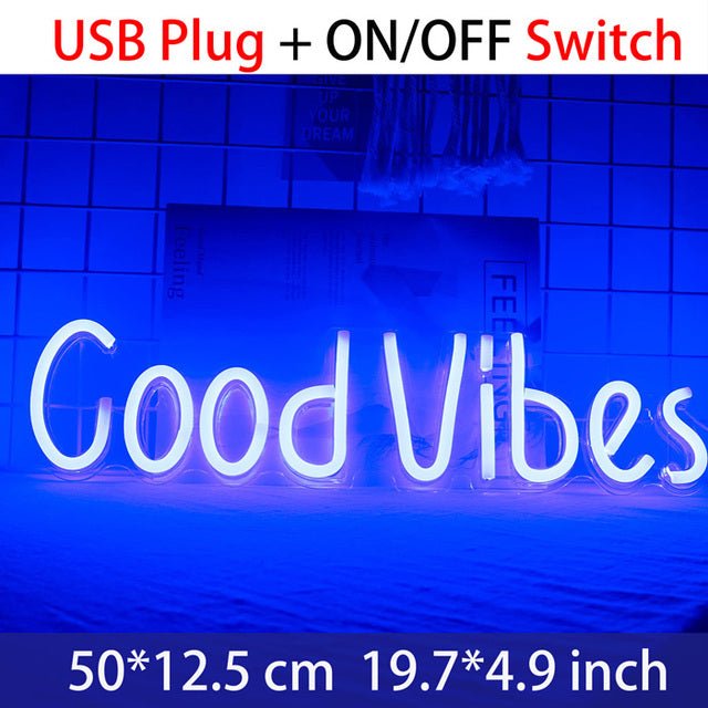 Holiday Decoration Neon Sign - Good Vibes - Crossover Lighting Shop