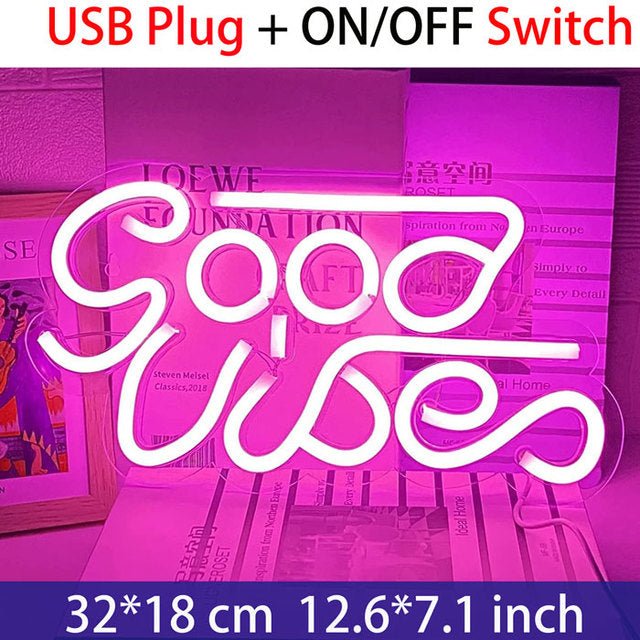 Holiday Decoration Neon Sign - Good Vibes - Crossover Lighting Shop
