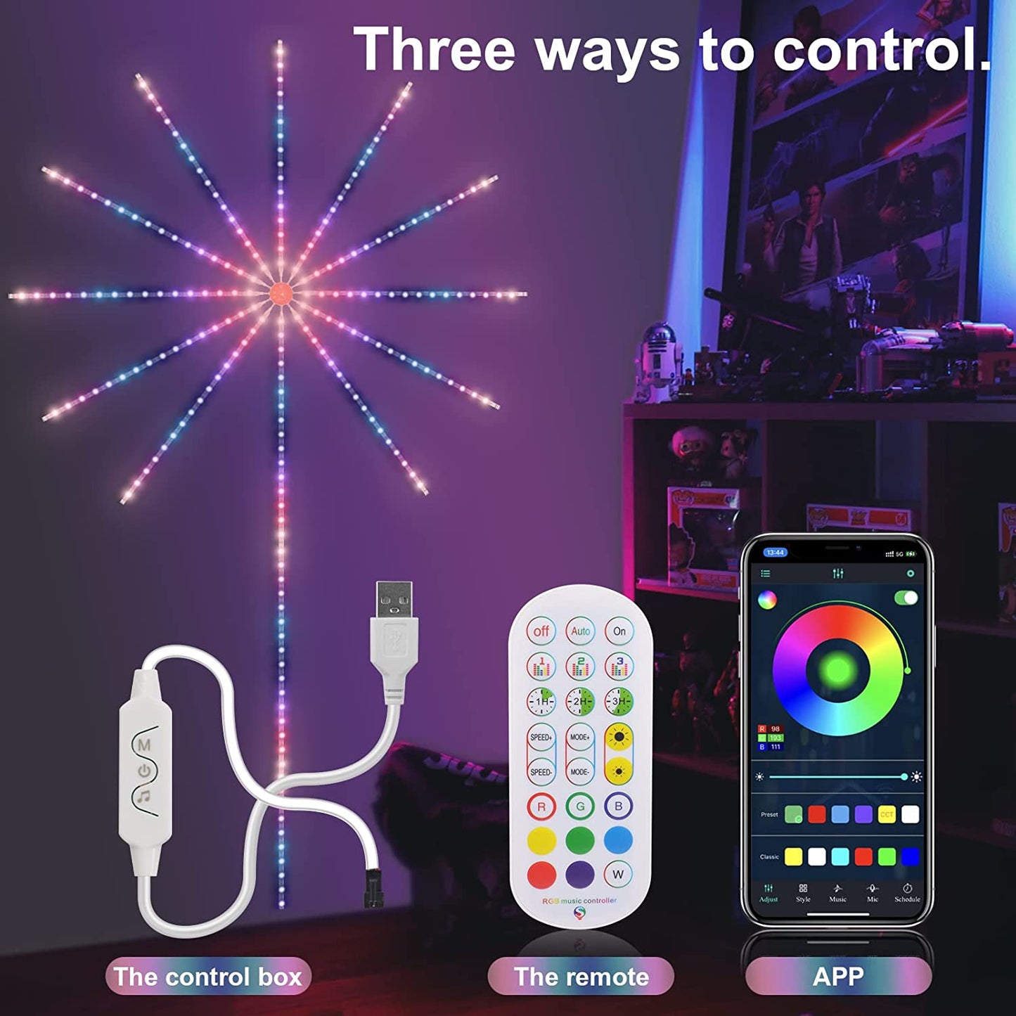 Smart LED Light Strip DIY Firework Remote Bluetooth USB Lamp For Indoor Home Bedroom Party Wedding Decor Christmas lamp