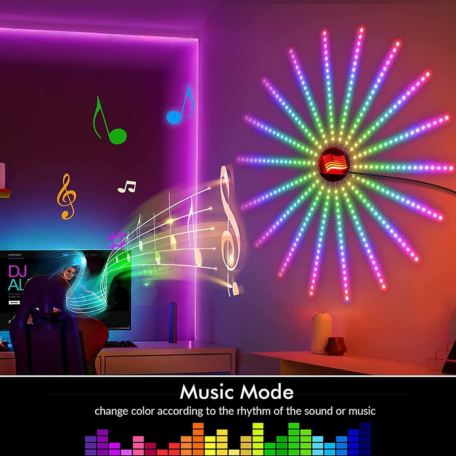 Smart LED Strip DIY Firework Remote Bluetooth USB Festoon Lamp For Indoor Home Bedroom Party Wedding Decor Christmas lamp