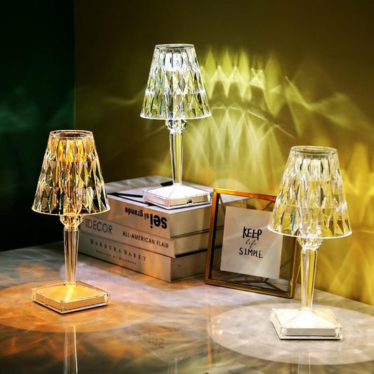 Touching Control Crystal Lamp - USB Rechargeable LED Atmosphere Night Light for Home Decor